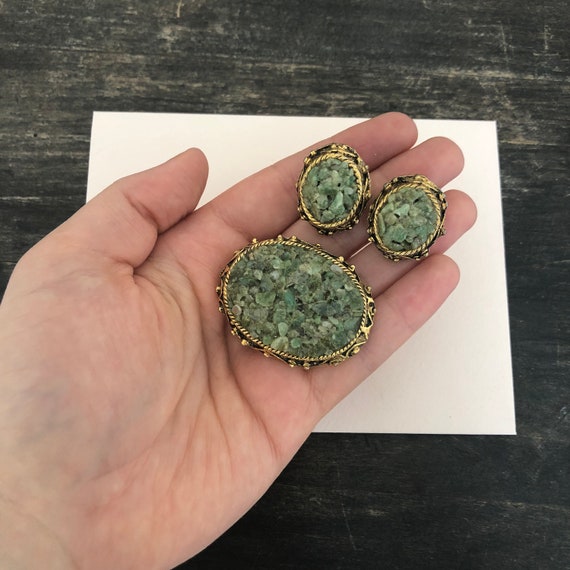 Vintage 1960s Jewelr Set - Brooch and Earrings Set