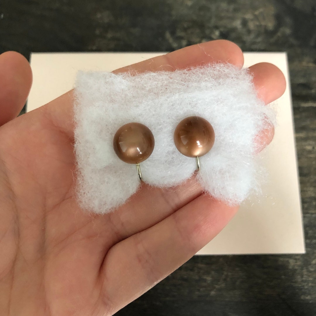 Brown Stud Screw Back Earrings Antique Clip on Earrings Vintage