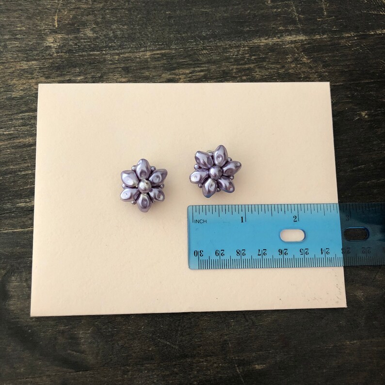Vintage Lilac Purple Clip on Earrings Antique Earrings 1940s Earrings 40s Earrings Light Purple Girly Earrings Clip Earrings