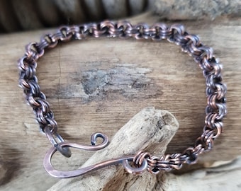 Copper 3 in 3 Chainmaille Bracelet, Copper Bracelet, Arthritis Copper Bracelet, 7th Anniversary, 9th Anniversary, Copper Anniversary