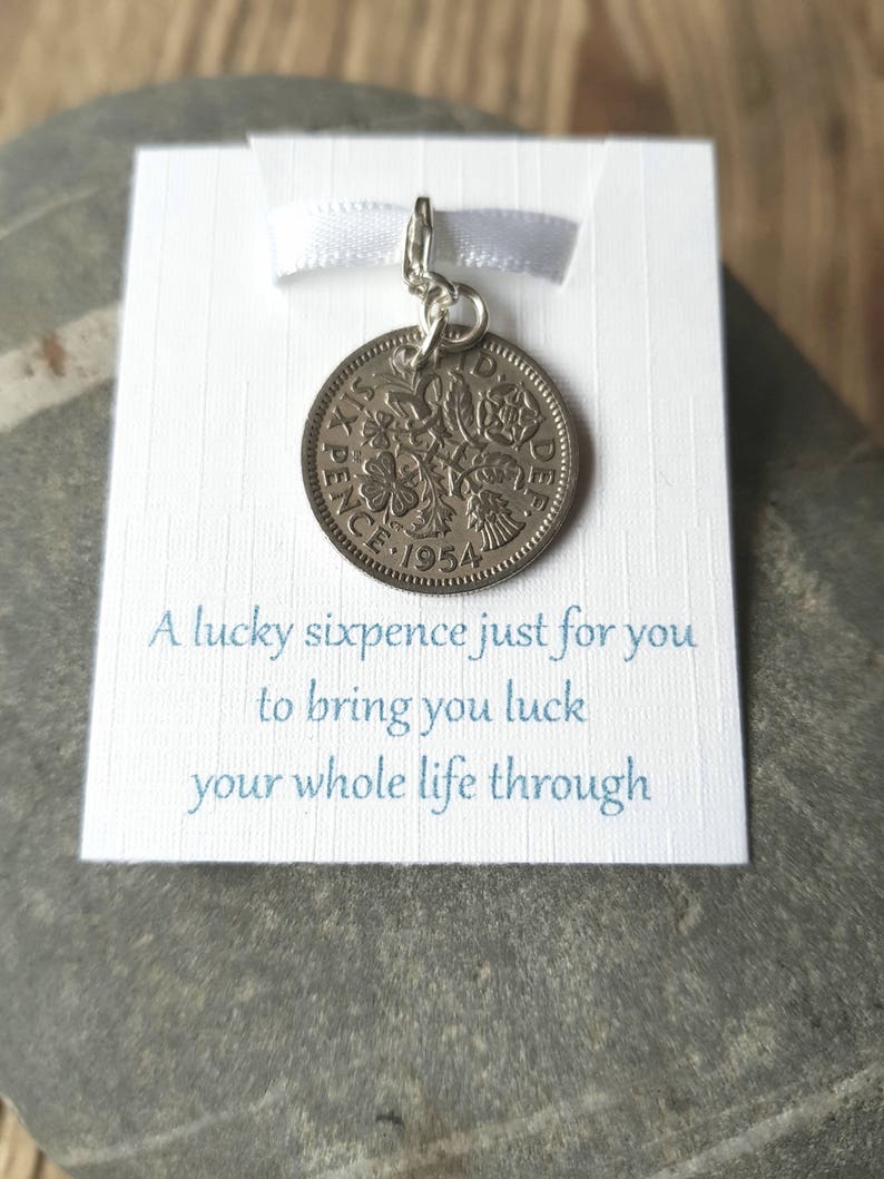 Brides Gift Lucky Sixpence Charm Silver Sixpence Something Old Brides Gift Wedding Gift Sixpence Charm Bouquet Charm image 1