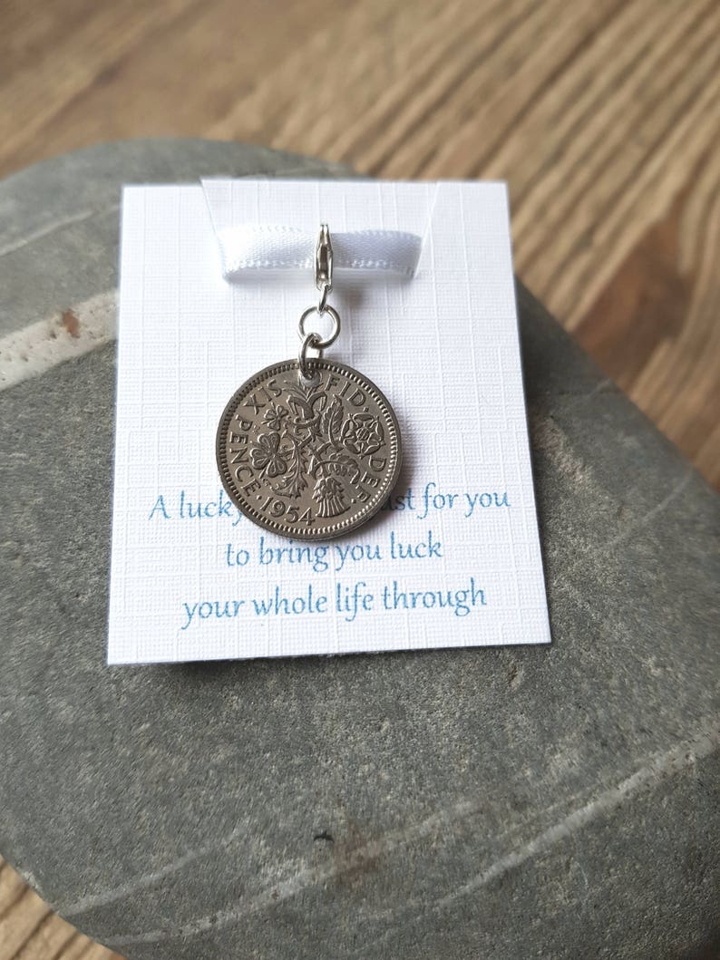 Brides Gift Lucky Sixpence Charm Silver Sixpence Something Old Brides Gift Wedding Gift Sixpence Charm Bouquet Charm image 2