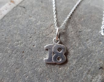 18th Birthday Sterling Silver Necklace, 18th Necklace, 18th Pendant, 18th Birthday gift, 18 birthday present, silver 18th