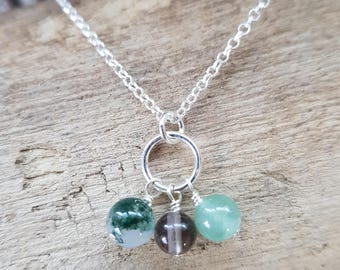 Earth Element Circle Pendant Green Gemstone Pendant Smoky Quartz Pendant Pagan Earth Element Capricorn Gift Taurus Gift Virgo Gift
