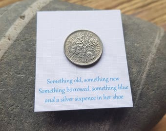 Brides Gift Lucky Sixpence, Silver Sixpence, Something Old, Brides Gift, Wedding Gift