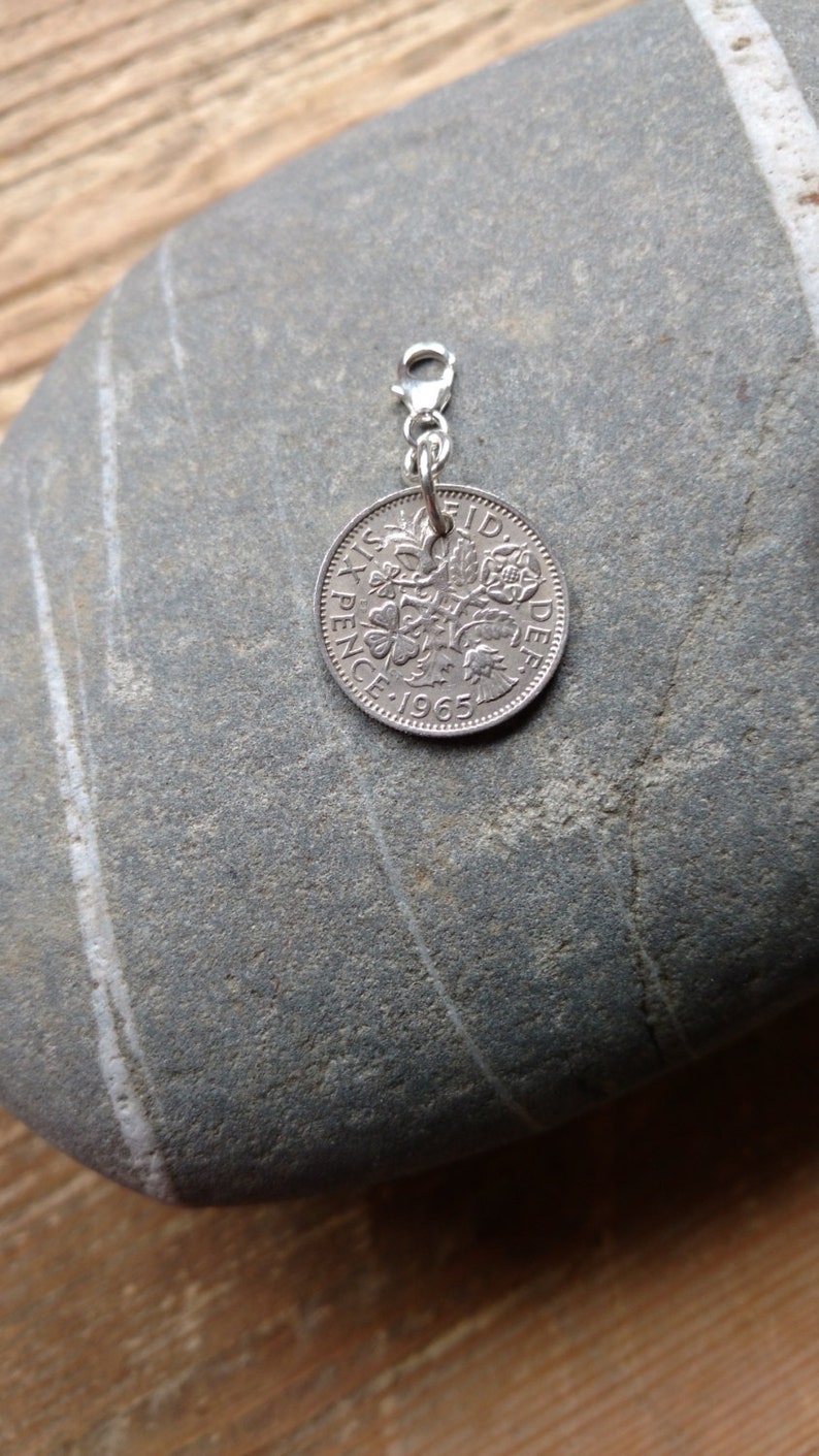 Brides Gift Lucky Sixpence Charm Silver Sixpence Something Old Brides Gift Wedding Gift Sixpence Charm Bouquet Charm image 3