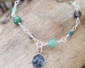 Earth Element Double Sided Charm Bracelet Green Gemstone Bracelet Smoky Quartz Bracelet Pagan Earth Element Capricorn Gift Taurus Virgo Gift