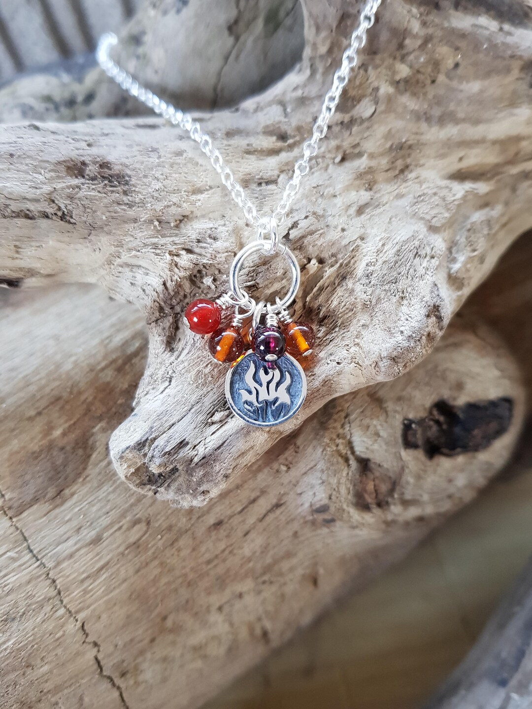 Fire Element Double Sided Charm Pendant Fire Gemstone Pendant Amber ...