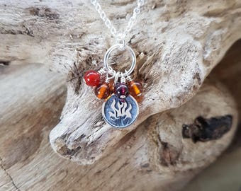 Fire Element Double Sided Charm Pendant Fire Gemstone Pendant Amber Pendant Pagan Fire Element Pendant Sagittarius Gift Leo Gift Aries Gift