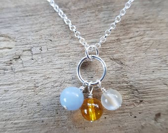 Air Element Circle Pendant Air Gemstone Pendant Citrine Pendant Pagan Air Element Gemstone Pendant Libra Gift Aquarius Gift Gemini Gift