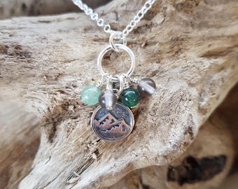 Earth Element Double Sided Charm Pendant Green Gemstone Pendant Smoky Quartz Pendant Pagan Earth Element Capricorn Gift Taurus Virgo Gift