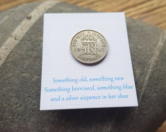Brides Gift Lucky Sixpence, Silver Sixpence, George Gift, Something Old, Brides Gift, Wedding Gift, King George