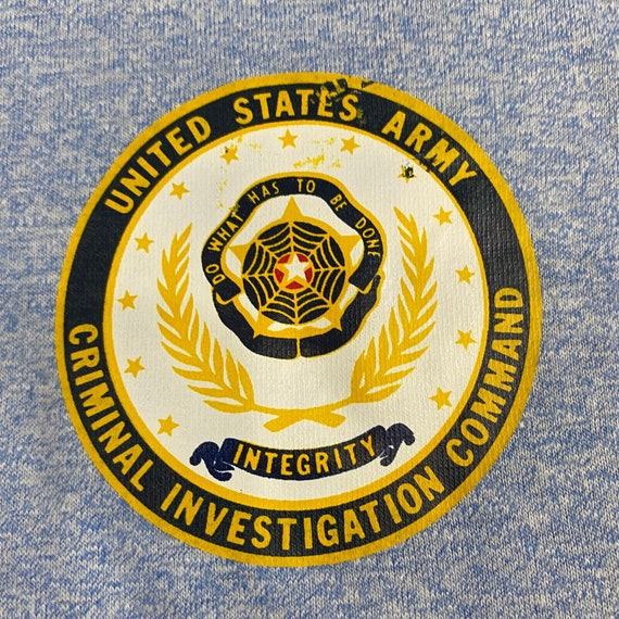 US Army Criminal Investigation T-shirt S Blue Ringer Vintage