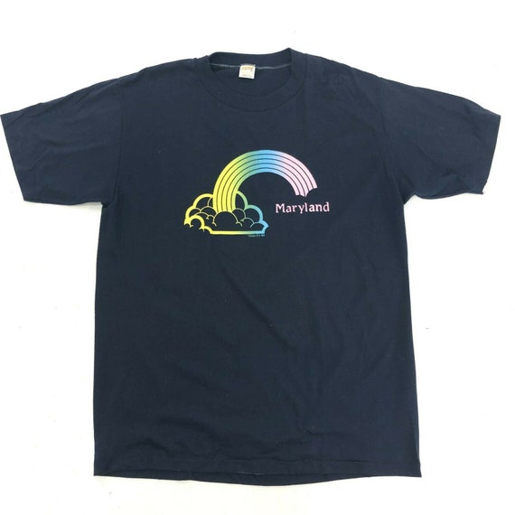 MARYLAND Rainbow T-shirt L Large Vintage 1980 50/… - image 1