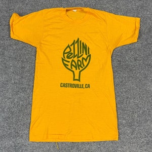 Pellini Farm Womens T-shirt XS Yellow Vintage 1970s  Castroville California