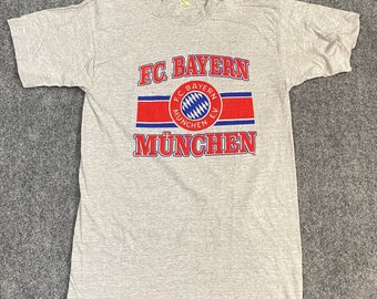 F.C. Bayern Munchen T-shirt S Small Gray Screen Stars 1983 Single Stitch Unisex