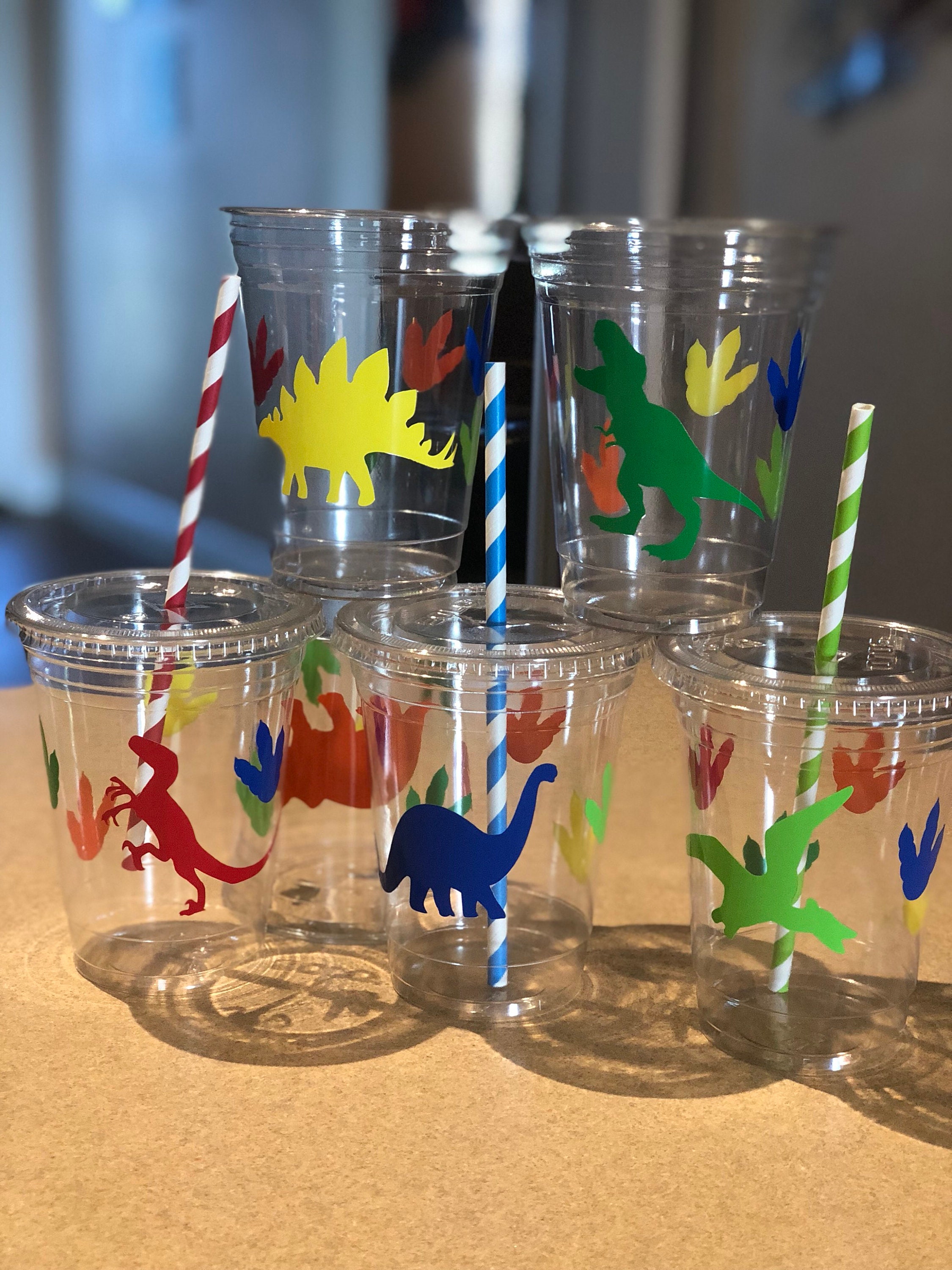 Dinosaur party cups trex cups three rex dinosaur birthday Etsy