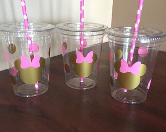 Minnie Mouse birthday cups, Minnie Mouse cups, Minnie Mouse birthday, minnie mouse party, minnie mouse gold and pink