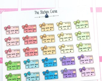 HAND DRAWN Kawaii - Credit Card Stickers| Planner Sticker, Visa Card, Money Sticker, Finance Sticker, Paying off Debt, Kawaii Credit Card