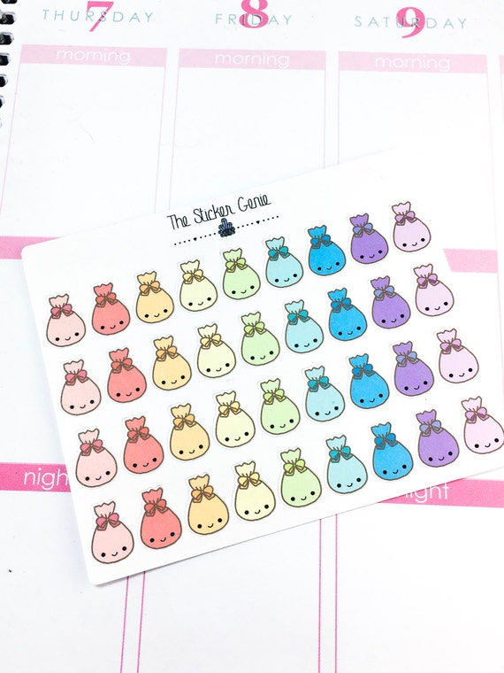 HAND DRAWN Kawaii Garbage Bag Sticker Planner Sticker Etsy
