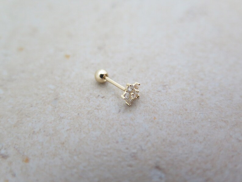 10K14K Solid Gold piercingFlower PiercingHelix piercingcartilage earringTragus piercing Delicate ear piercingDaith piercingConch