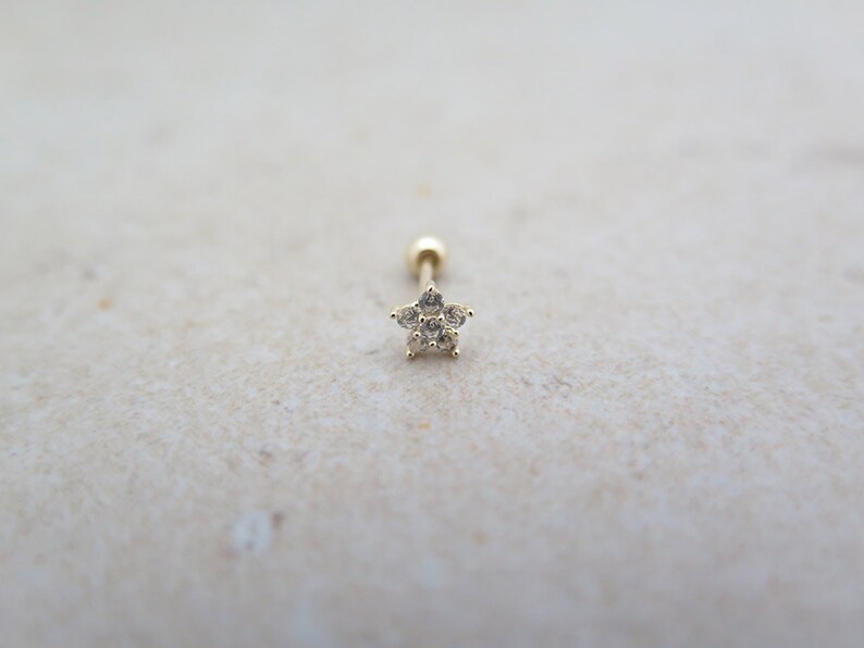 10K14K Solid Gold piercingFlower PiercingHelix piercingcartilage earringTragus piercing Delicate ear piercingDaith piercingConch