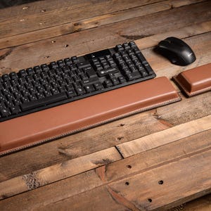 Handgefertigte Leder Handgelenkauflage für Tastatur & Maus – Ergonomischer Karpaltunnel, Hellbraun