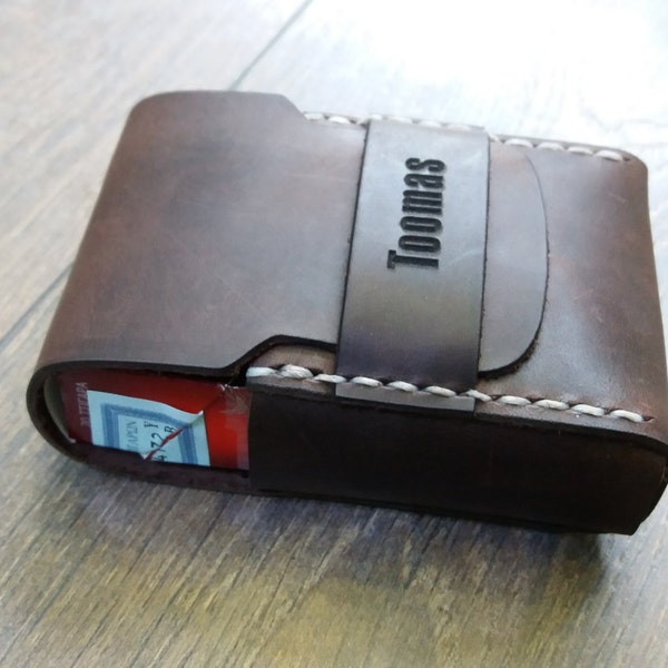 Handmade leather cigarette holder, engraved cigarette case, personalized cigarette pouch