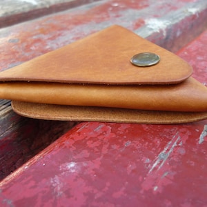 Monedero de cuero, bolsa de cuero natural, porta monedas triangular, billetera personalizada