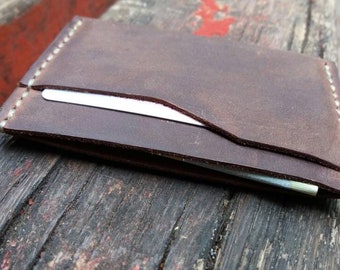 Titular de la tarjeta de cuero, cartera de cuero delgada para hombre, cartera de bolsillo frontal para él para él