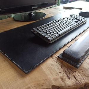 Leather Desk Mat, Hand-sewn Mat Blotter, Office Supplies Accessories, Custom Monogram Gift, FREE shipping