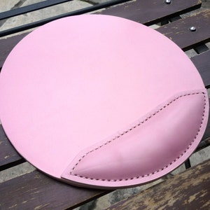 leather mouse pad, pale rose mousepad, ergonomic wrist rest support, gifts for bridesmaids, Valentine's gift