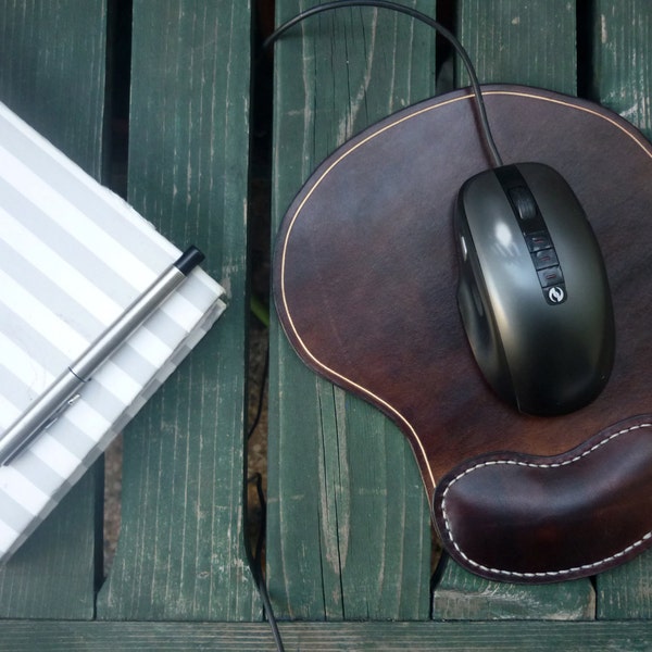 leather mouse pad, ergonomic wrist rest support, groomsmen gift, personalized mousepad, corporate gift