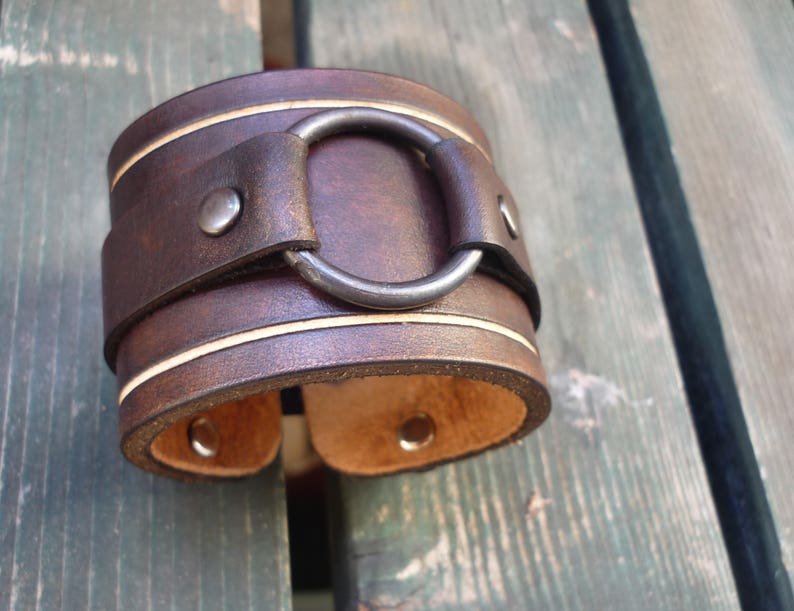 Wide Bracelet Mother/'s Day Women Cuff Bracelet Leather Cuff Circle bracelet Brown leather bracelet LEATHER BRACELET for women