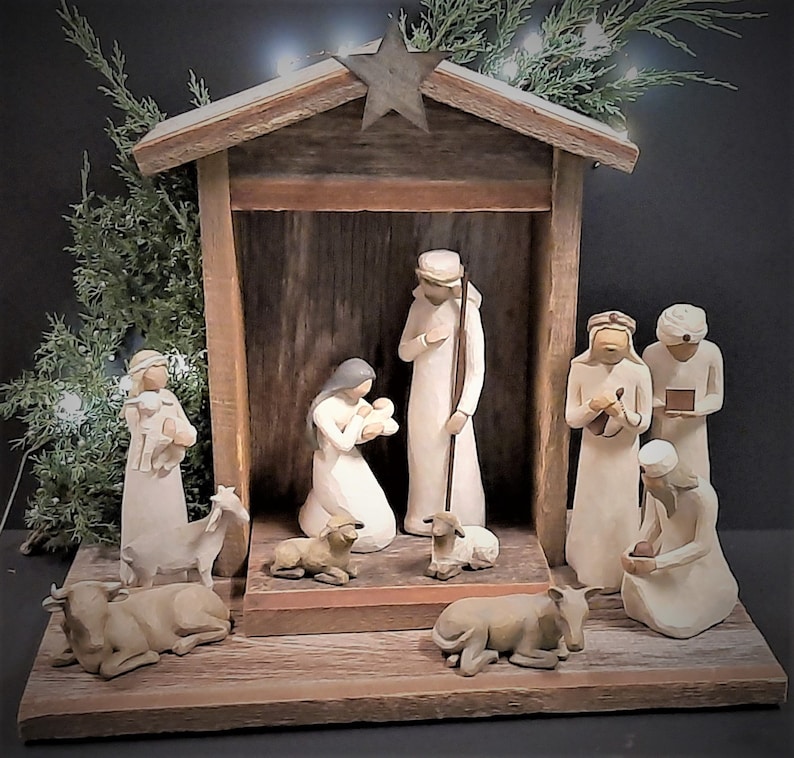 Handcrafted Barn Wood Creche For Willow Tree Nativity Set Etsy
