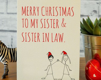 Gay christmas card for sister and her wife, sister and sister in law christmas card for gay sister christmas card, lgbtq christmas cards