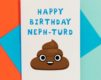 Funny nephew birthday card, cheeky birthday card for nephew, neph-turd birthday card funny