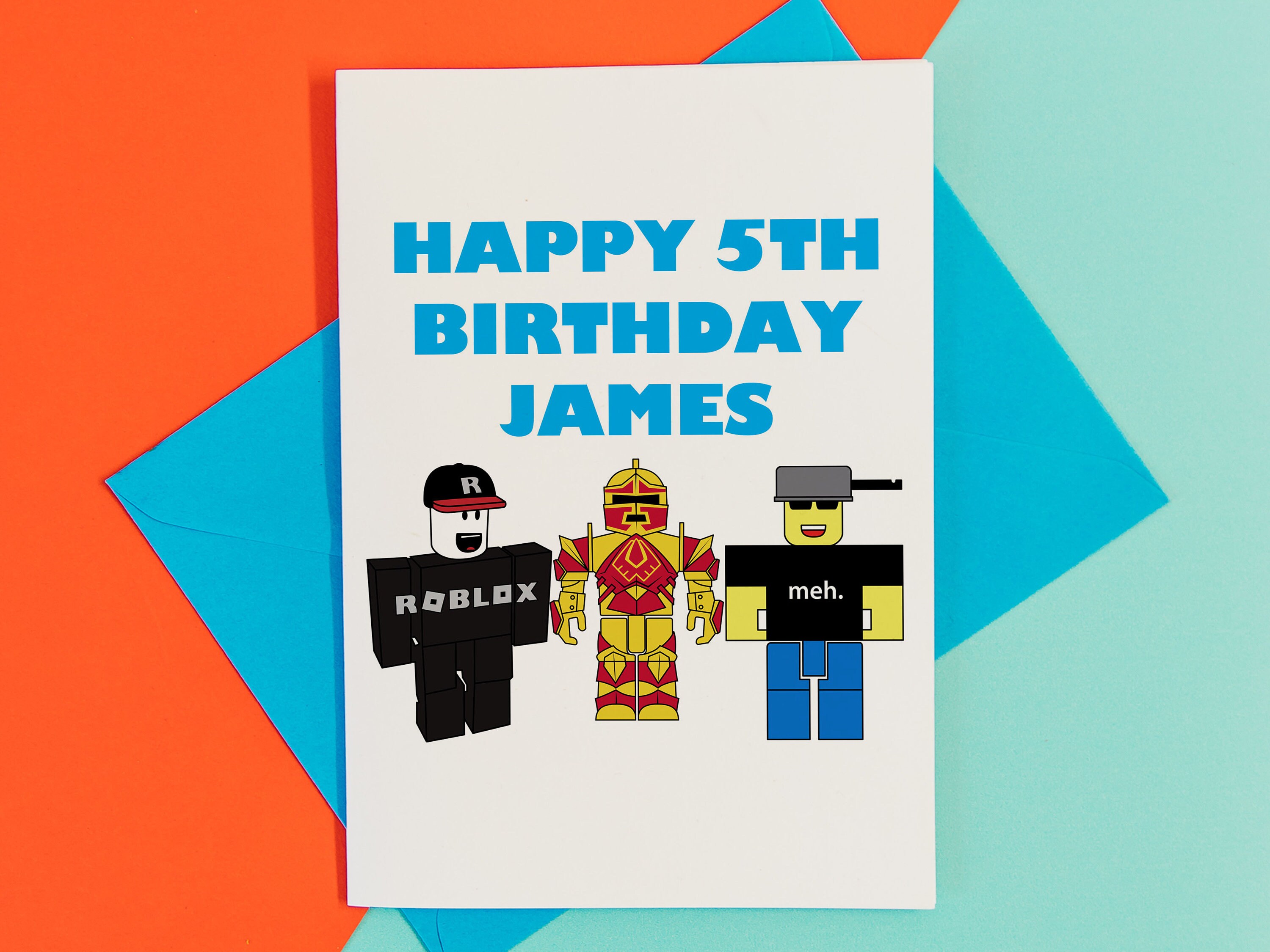 Personalised Kids Roblox Birthday Card 1st 2nd 3rd image pic