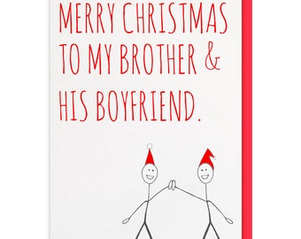 Gay brother christmas card, gay brother and his boyfriend christmas card, gay christmas card for brother and partner, lgbt christmas card