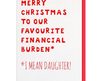 Daughter christmas card funny, funny christmas card daughter, daughter christmas gift, daughter xmas gift, christmas card for daughter