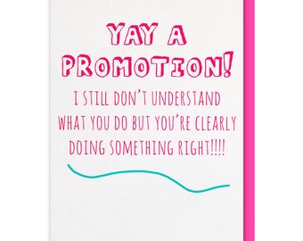 Funny promotion card, funny new job card, sorry you're leaving card, hilarious new job card, good luck new job card, funny good luck card