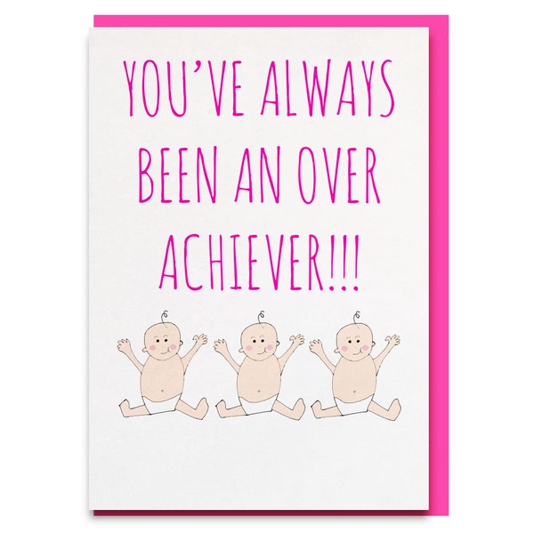 Triplets card, new baby triplets card, triplets congratulations card, funny triplets card cute, new triplet gift, new baby triplets card