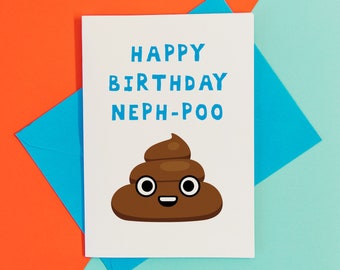 Funny nephew birthday card, cheeky birthday card for nephew, neph-poo birthday card funny, kids birthday card