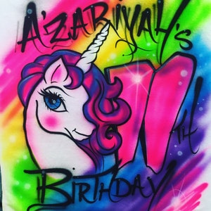 Unicorn birthday airbrush shirt