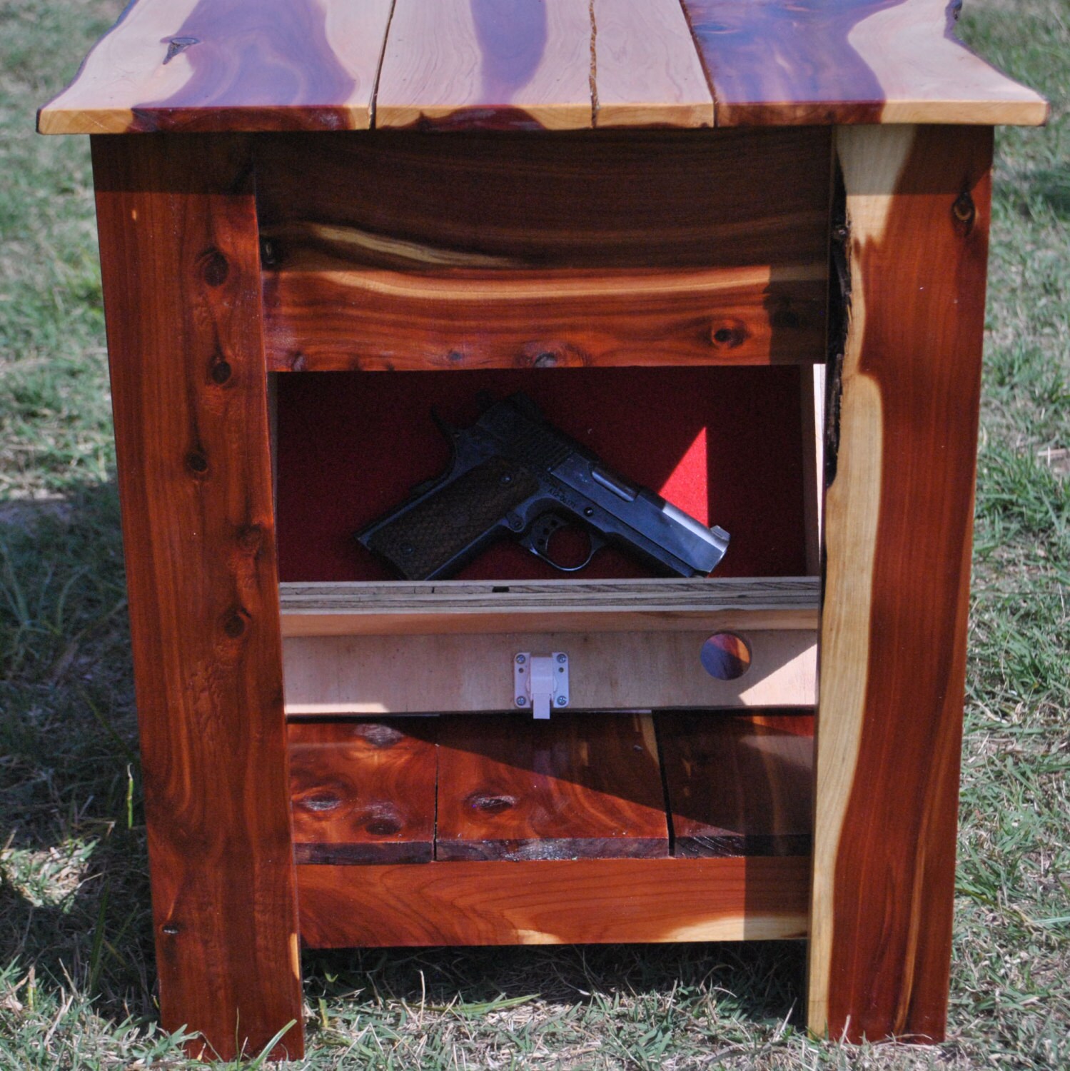 Handmade Red Cedar End Table with Hidden Gun Storage Etsy
