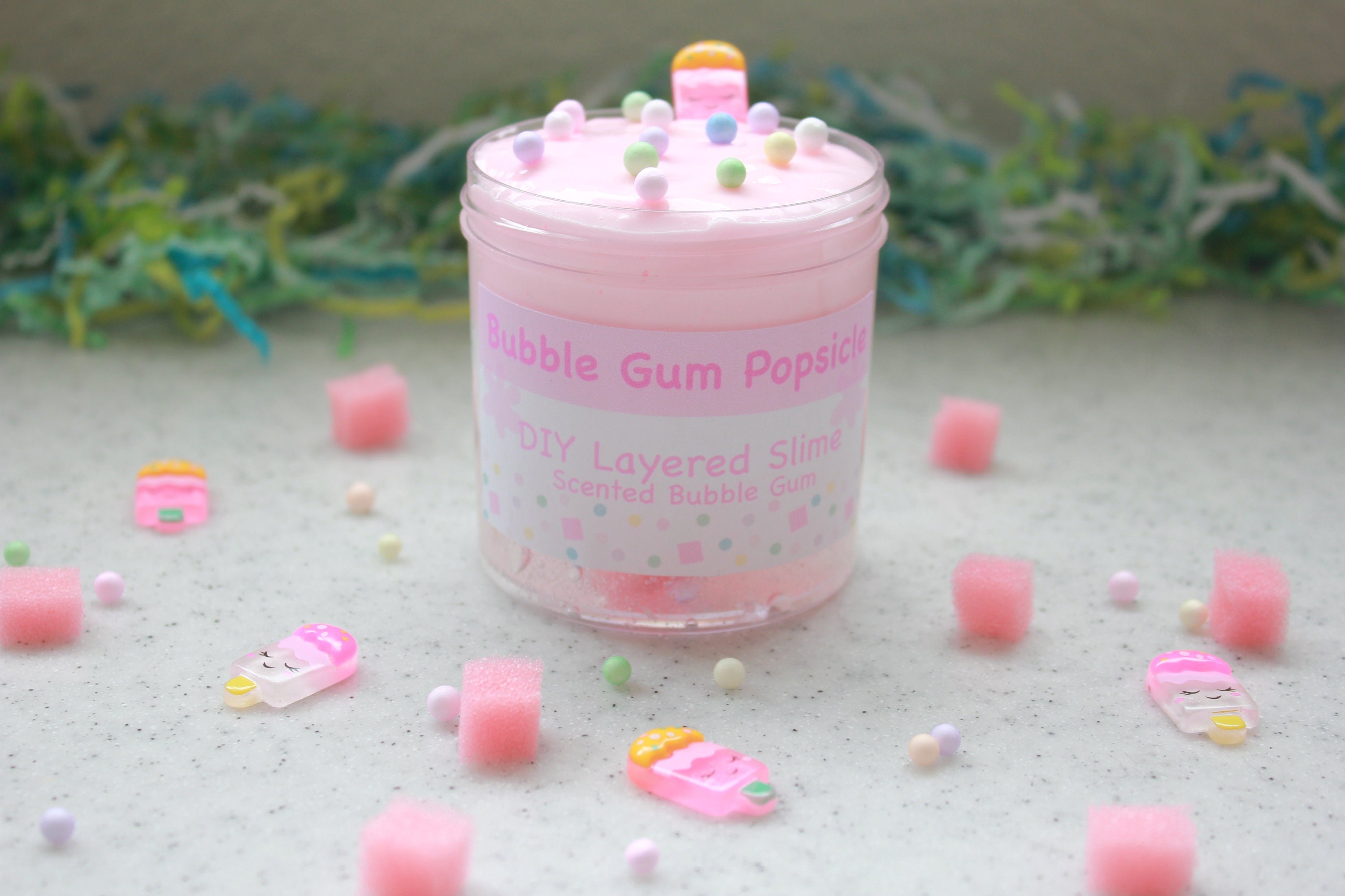 Bubble gum popsicle slimelayered slime free shippingbubble Etsy