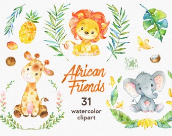 watercolor animals etsy