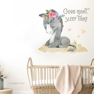 Sleeping Animals. Farm. Watercolor clipart, cow, pig, horse, cat, sheep, pillow, moon, country, template, stars, clouds, dream, png, nursery image 4