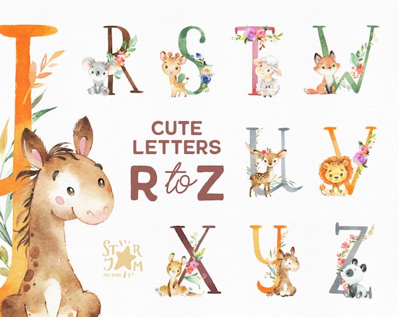 Cute Letters With Animals R-Z. Watercolor Clip Art Name - Etsy Hong Kong Cute Letters With Animals R-Z. Watercolor Clip Art Name - Etsy Hong Kong