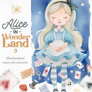 Alice no País das Maravilhas 3. Clipart em aquarela, conto de fadas, mágico, clipart de Alice, Coelho Branco, Alice Adventures, decoração para festa, png